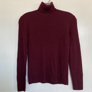 J. Crew Maroon, Ribbed Wool Turtle Neck, Size M
